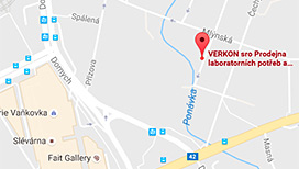 Verkon: Prodejna laboratorních potřeb Brno - mapa
