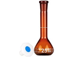 Baňka odměrná, třída přesnosti A, s NZ a PE zátkou, hnědá