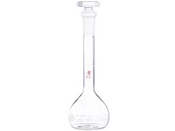 Baňka odměrná, třída přesnosti A, s NZ a skleněnou zátkou, ověřená, SIMAX