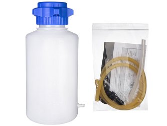 Odpadní láhev o objemu 4000 ml s výtokovou olivkou u dna. Součástí dodávky je i výtoková hadička.
