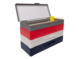 Krabice na podložní skla, pro 50 ks mikroskel 76 x 26 mm, ABS