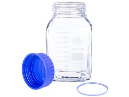 Láhev reagenční s modrým uzávěrem, hranatá, SIMAX