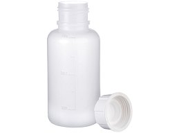 Láhev širokohrdlá s graduací a se šroubovým uzávěrem se závitem GL, PP