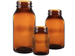 Láhev širokohrdlá tabletovka, hnědá, bez uzávěru