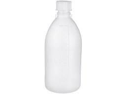 Láhev úzkohrdlá s graduací a se šroubovým uzávěrem se závitem GL, PP