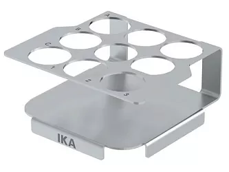 Stojan na nástavec MIX.IX pro 9 nádobek o průměru 28 mm, rozměry (š x v x h) 99 x 47,5 x 101 mm.