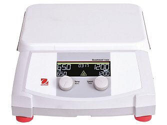 Magnetická míchačka Guardian e-G71HS10C s pracovní plochou 254 x 254 mm, max. kapacitou 18 l a teplotním rozsahem od +5 °C nad teplotou okolí do 500 °C.