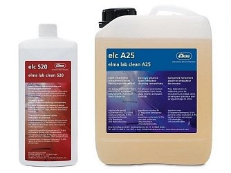 Čisticí roztoky Elma Lab Clean pro ultrazvukové lázně dodáváme v balení 1, 2,5, 10 nebo 25 l. V nabídce máme 3 typy – silně alkalický elc A25, neutrální elc N10 a silně kyselý elc S20.