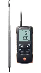Digitální anemometr testo 425 s pevně připojenou teleskopickou sondou umožňuje snadné měření rychlosti proudění ve ventilačních kanálech klimatizačních nebo ventilačních zařízení.