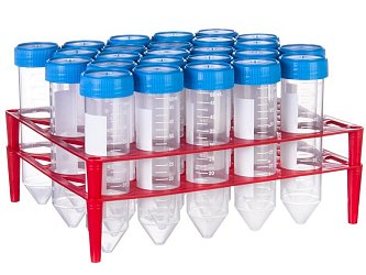 50ml centrifugační zkumavky Falcon s bílou graduací umístěné v plastovém stojánku nabízíme ve sterilním i nesterilním provedení.