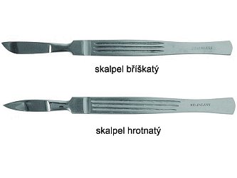 Při přípravě mikroskopických preparátů jistě oceníte nerezové skalpely s bříškatou nebo hrotnatou čepelí.