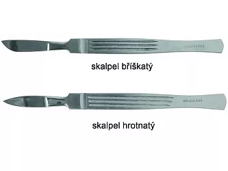 Při přípravě mikroskopických preparátů jistě oceníte nerezové skalpely s bříškatou nebo hrotnatou čepelí.