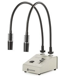 Přenosné LED osvětlení pro stereoskopické mikroskopy se dvěma vyměnitelnými ohebnými světlovody typu husí krk (o délce 560 mm) s tříčočkovou zaostřovací hlavou. Plynulá regulace intenzity jasu.