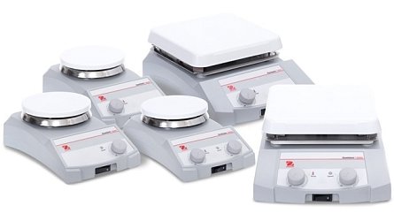 Sérii Ohaus Guardian 2000 tvoří 3 modely magnetických míchaček s ohřevem, 3 modely magnetických míchaček bez ohřevu a 3 modely topných desek.