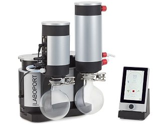 Vakuové stanice LABOPORT SC 800 G jsou kompletní vakuové systémy s chemicky odolnou membránovou vývěvou, vstupním odlučovačem, výstupním kondenzátorem a regulátorem vakua.