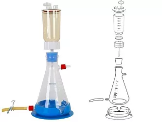 Filtrační nálevka Rocker LF3 v sadě s 1000ml odsávací láhví z borosilikátového skla.
