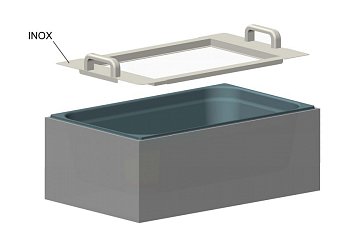 Adaptér je nutný při použití plného plochého víka nebo šikmého/sedlového víka. Stejný adaptér se používá i pro závěsné koše s pružinami nebo stojany na zkumavky.