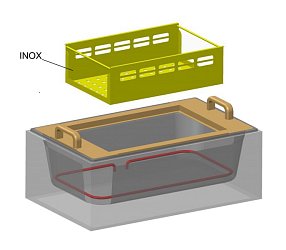 Koše s nerezovými pružinami pro uchycení nádob se vzorky se používají v kombinaci s adaptérem.