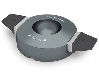 Reakční blok s držadly pro baňku s kulatým dnem o objemu 100 ml s max. Ø 66 mm.