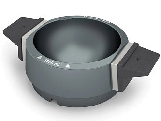 Reakční blok s držadly pro baňku s kulatým dnem o objemu 1000 ml s max. Ø 134,5 mm.