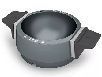 Reakční blok s držadly pro baňku s kulatým dnem o objemu 1000 ml s max. Ø 134,5 mm.