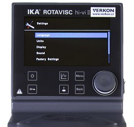 Rotační viskozimetr IKA Rotavisc hi-vi II Complete – ukázka menu