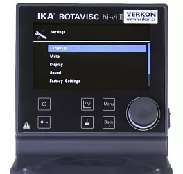 Rotační viskozimetr IKA Rotavisc hi-vi II Complete – ukázka menu