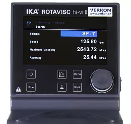 Rotační viskozimetr IKA Rotavisc hi-vi II Complete – ukázka menu
