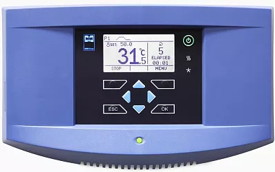 Ovládací panel ECO line s dobře čitelným displejem a intuitivním ovládáním. Ovládací prvky umístěny na fóliové klávesnici. Mechanická odezva tlačítek.