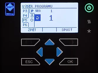 9 programů, 2 kroky v každém programu, možnost až 99 opakování (cyklů).