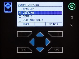 Kompletní menu v češtině. Možnost výběru z více jazyků.