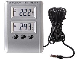 Teploměr elektronický, venkovní a pokojový, dva teplotní senzory