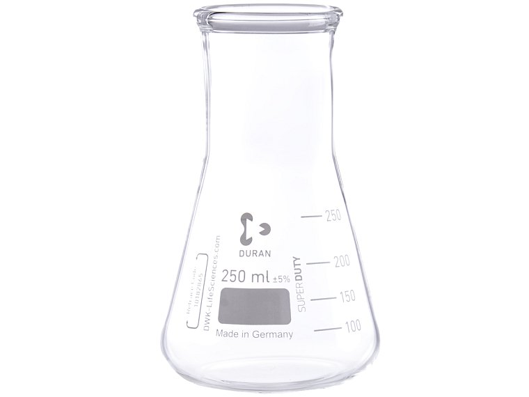 Baňka kuželová dle Erlenmeyera širokohrdlá, silnostěnná, DURAN