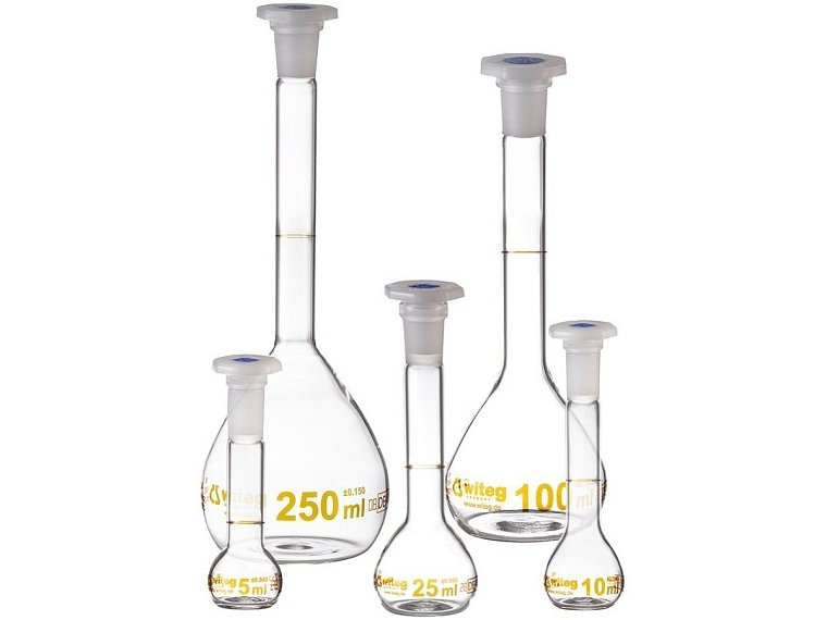 Baňka odměrná, třída přesnosti A, s NZ a PE zátkou