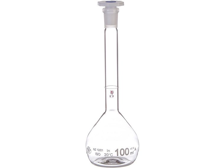 Baňka odměrná, třída přesnosti A, s NZ a PE zátkou, ověřená, SIMAX