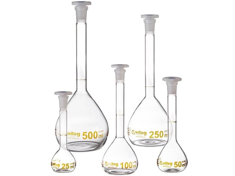 Baňka odměrná, třída přesnosti A, s NZ a PE zátkou, USP