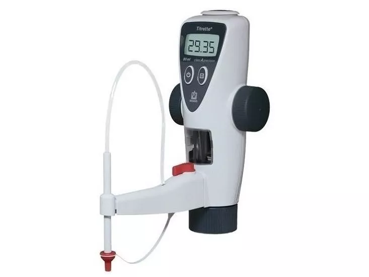Titrette je manuální titrační byreta s digitálním displejem. Vyrábí se v objemu 10, 25 nebo 50 ml.