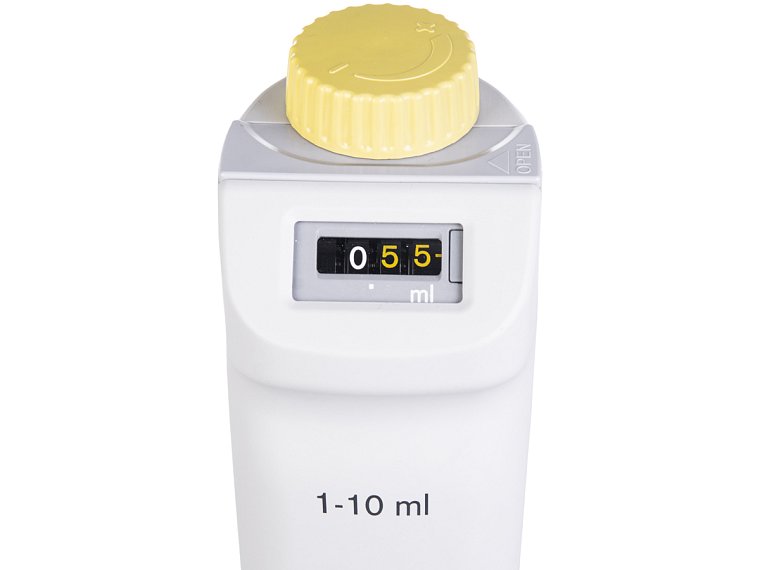 bez recirkulačního ventilu, nastavitelný objem 1 až 10 ml