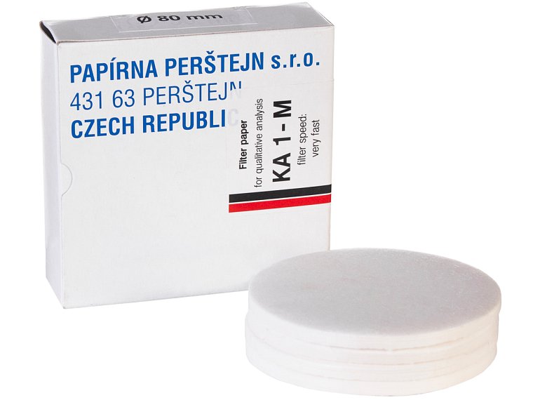 Filtrační papír pro kvalitativní analýzu KA-M, zpevněný za mokra, kruhové výseky, Papírny Perštejn