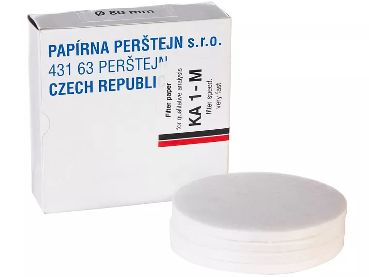 Filtrační papír pro kvalitativní analýzu KA-M, zpevněný za mokra, kruhové výseky, Papírny Perštejn