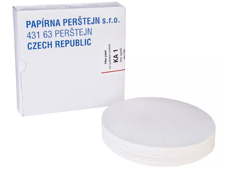 Filtrační papír pro kvalitativní analýzu KA, nezpevněný, kruhové výseky, Papírny Perštejn