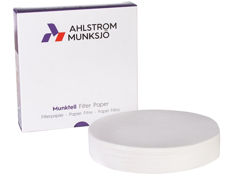 Filtrační papír pro kvalitativní analýzu, zpevněný za mokra, kruhové výseky, Munktell Ahlstrom