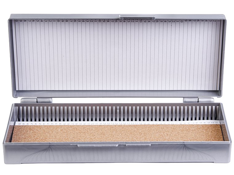 Krabice na podložní skla, pro 50 ks mikroskel 76 x 26 mm, ABS