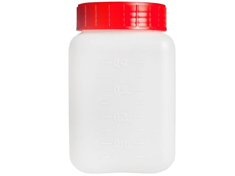 Láhev širokohrdlá čtyřhranná, sterilní, HDPE