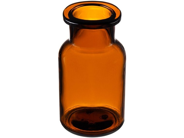 Láhev širokohrdlá prachovnice nezabroušená, bez zátky, hnědá