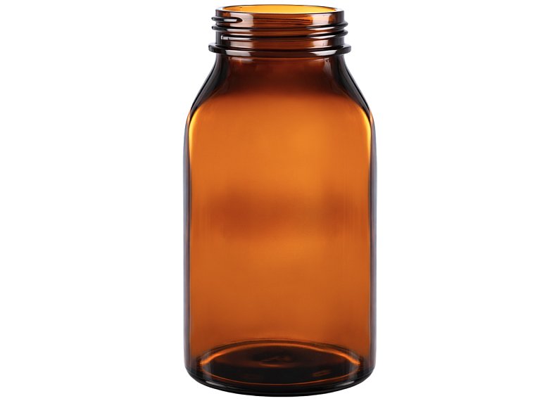 Láhev širokohrdlá tabletovka, hnědá, bez uzávěru