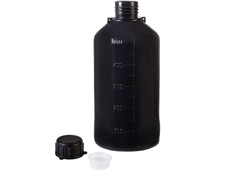 Láhev úzkohrdlá šedá, s mezivíčkem a očkem pro plombu, LDPE