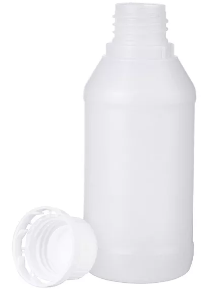 Láhev úzkohrdlá včetně uzávěru s bezpečnostním kroužkem, HDPE