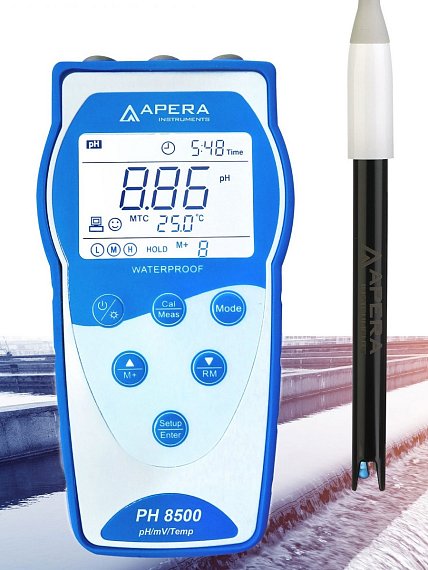 pH 8500 WW s kombinovanou pH elektrodou LabSen 333 pro testování odpadních vod a vzorků obsahujících proteiny a sulfidy