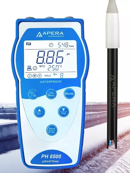 pH 8500 WW s kombinovanou pH elektrodou LabSen 333 pro testování odpadních vod a vzorků obsahujících proteiny a sulfidy